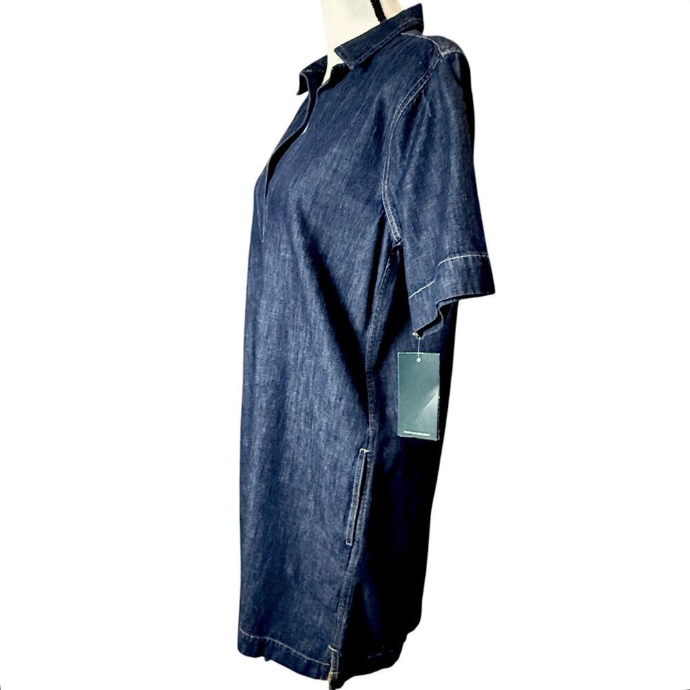 Lauren Ralph Lauren Denim Shift Johnny Collar Short Sleeve Shirt Dress Petite PM - Picture 4 of 15